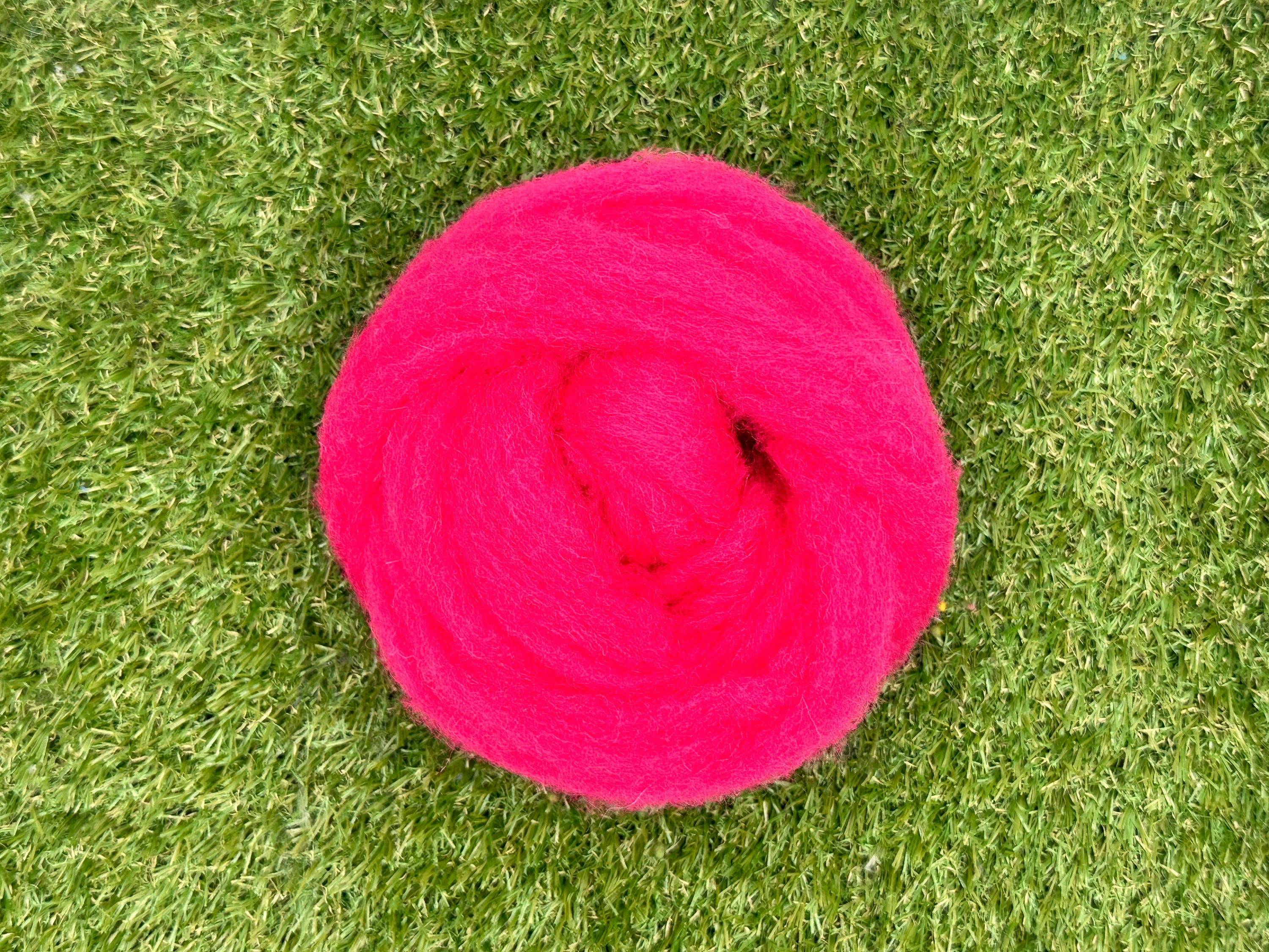 Carded Corriedale Sliver Pinky Red